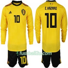 Günstige Fußballtrikots Belgien E.HAZARD 10 Kinder Auswärtstrikot WM 2018 Langarm